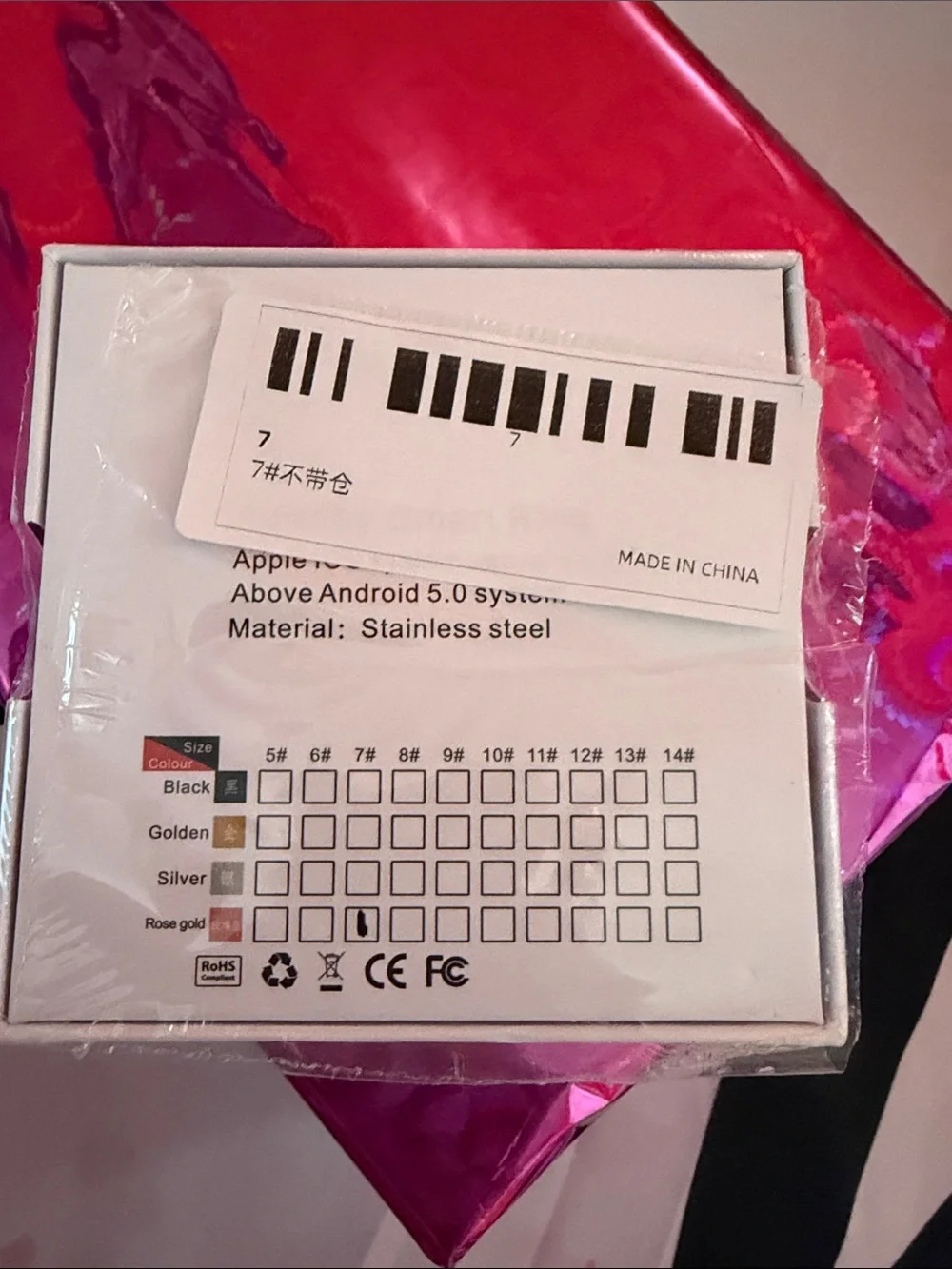 Smart ring sleep tracker activewear available in Sz 8&9. New with charger.